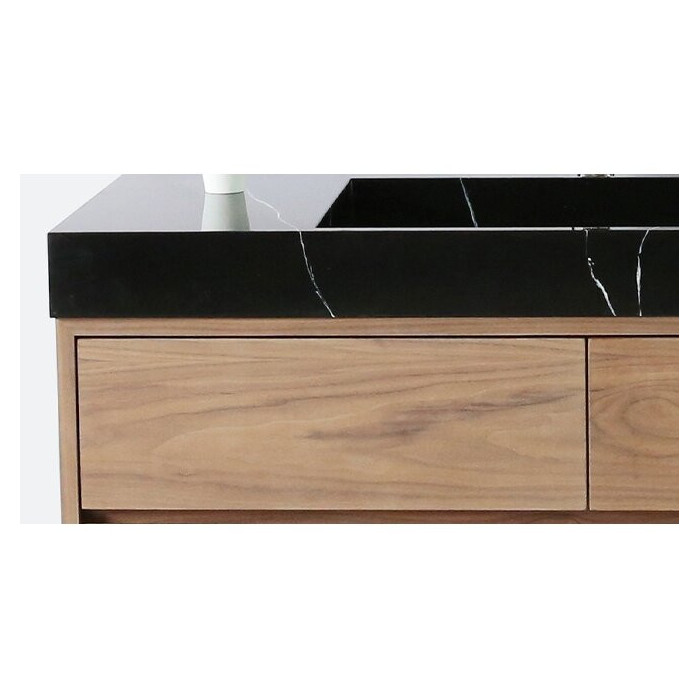 Izlietne tiek montēta uz mēbeļu VITRAZ 1220 x 559 mm, melnā marmora