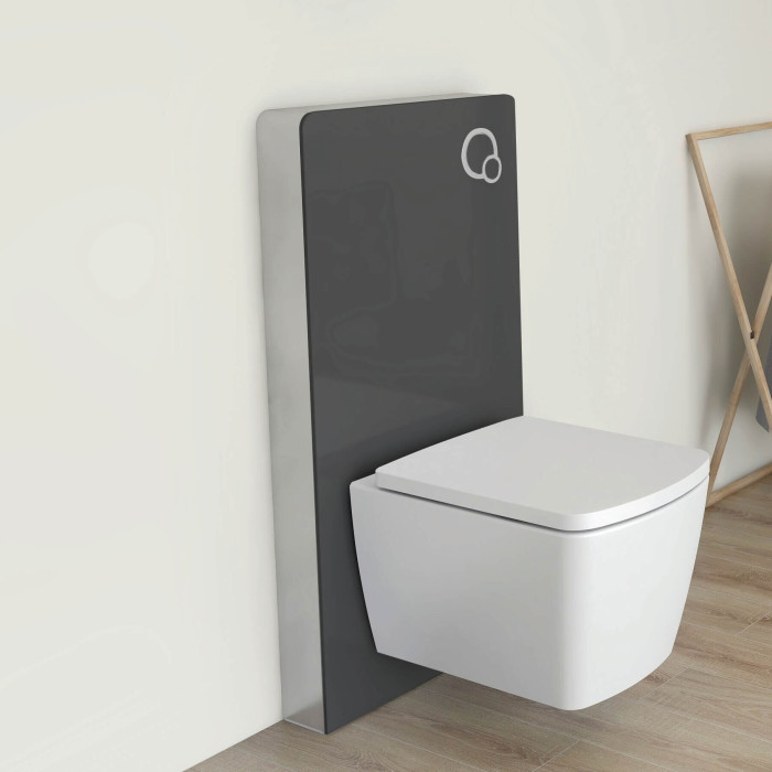 Wall panel with a built-in frame LUXURY 3 in 1, white glass, for wall-mounted toilet