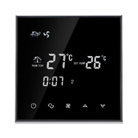 Built-in room thermostat with cooling function, black