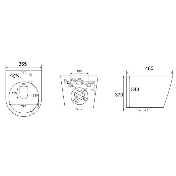 Hanging toilet SAT Infinitio Compact Rimless with Slim Slow close lid, black-matt