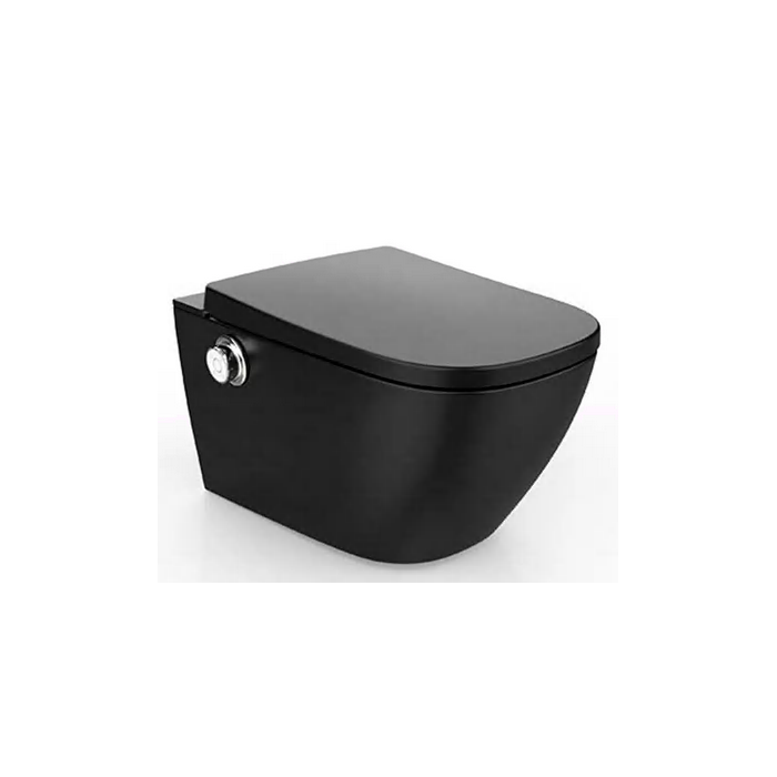 Pakabināms tualetes pods ar bidē funkciju MEPA Rimless ar sēdekli un vāku, melns-matēts