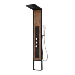 Stainless steel shower panel MEPAshower Wood 718 with thermostatic mixer