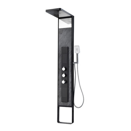 Stainless steel shower panel MEPAshower Wood 717 with thermostatic mixer