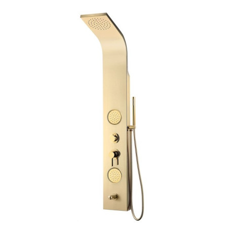 Nerūdijančā tērauda dušas panelis MEPAshower Steel-Gold 717 ar termostatu maisītāju