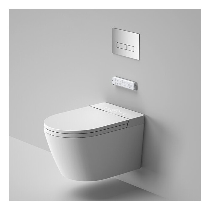 Hanging toilet with bidet function Rimless with seat and lid