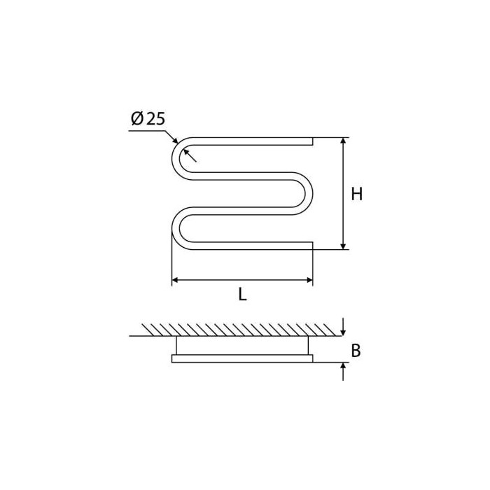 Electric towel dryer ELONIKA EE 360 S 3K, right-hand side