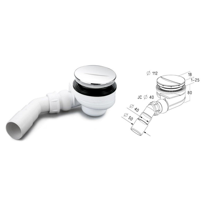 Сифоновый душевой коврик PAA Turboflow TB90P 90 мм