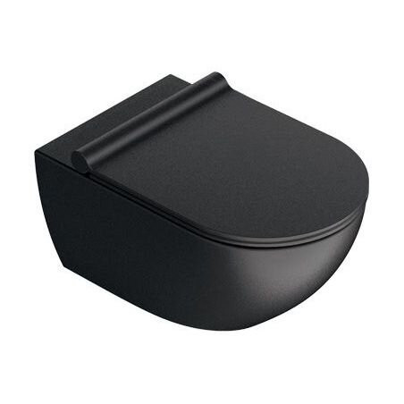 Pakabināms tualetes pods CATALANO Sfera Rimless ar Slim Slow close vāku, melns-matēts