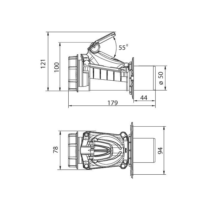Backflow sewer valve with KARMAT DN 50 mounting, jutsu