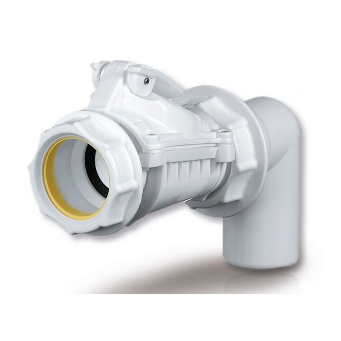 Backflow sewer valve with KARMAT DN 50 mounting, angled