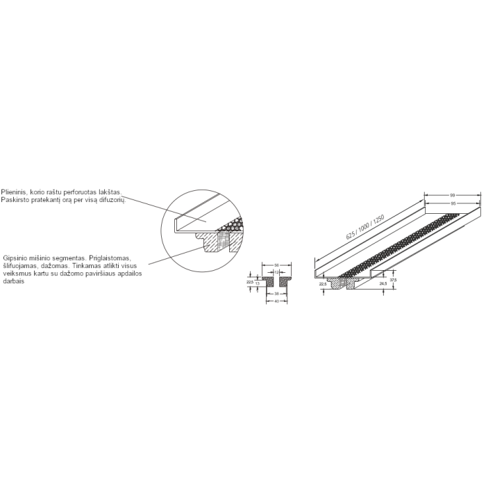 Mīkstais piegulošais difuzors VENTMANN Line 1, L - 1000 mm