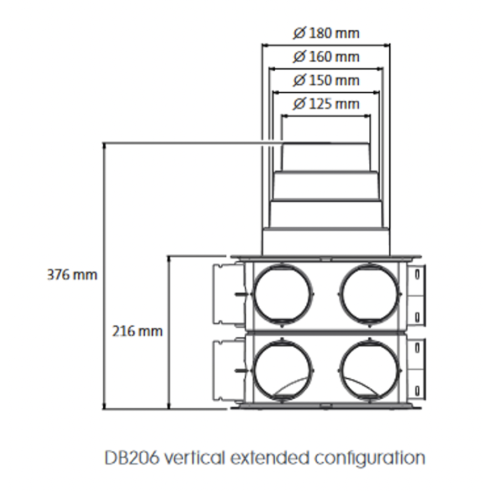 Gaisa sadales kolektors UBBINK Air Excellent DBOX 208 Dn 125 - 8 x Dn 75