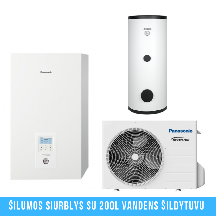 Тепловой насос воздух-вода 9 кВт PANASONIC, с емкостью 200 л, односторонний