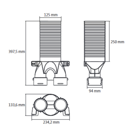 Diffuser box 180° UBBINK Air Excellent Dn 125 - 2 x Dn 75