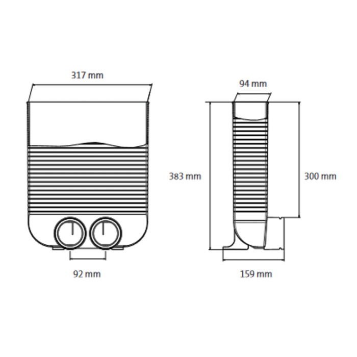 Plastmasas grīdas restu kaste UBBINK Air Excellent 309 x 86 mm - 2 x Dn 75
