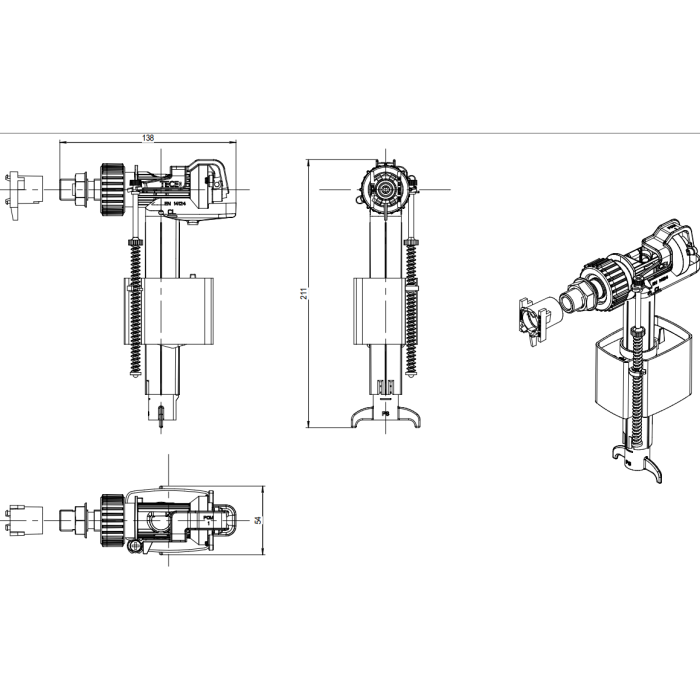 TECE F10 concealed cistern filling valve