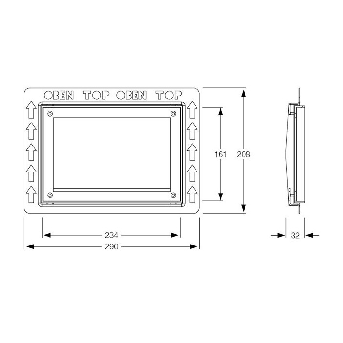 Frame for integrated water flush plate installation MEPA type II