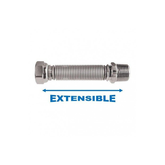 Elastīga nerūsējošā tērauda šļūtene MEPA Luxury 200-420 mm (DN12) 1/2"" iekšpuse / 1/2"" ārpuse