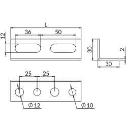 Perforēts profils L formā NICZUK 30 x 30 mm / 2 mm, garums 2 metri