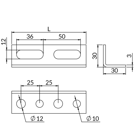 Perforēts profils L formas NICZUK 30 x 30 mm / 3 mm, garums 2 metri