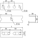 Perforēts profils U formas NICZUK 30 x 30 mm / 2 mm, garums 2 metri