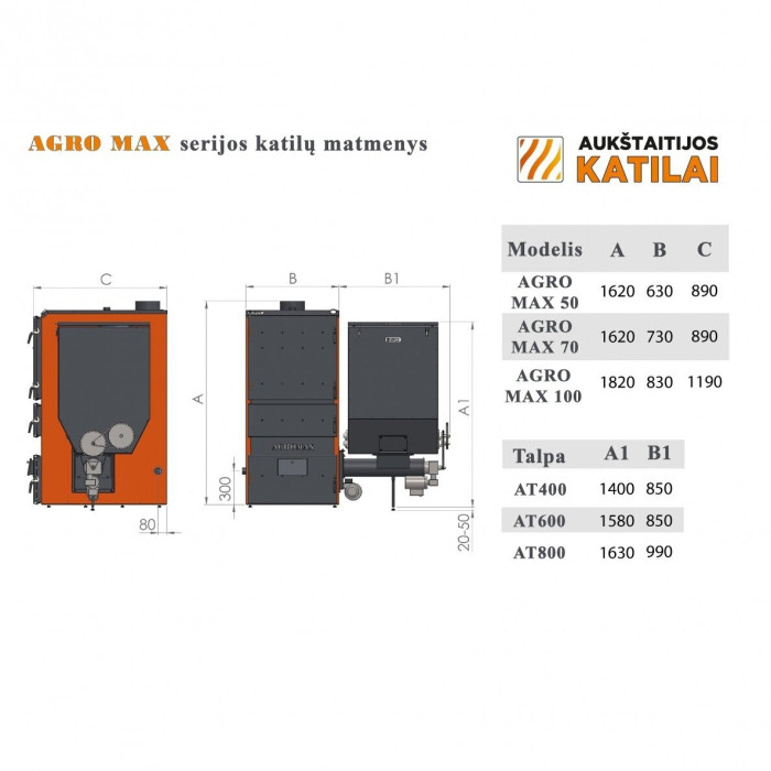 Universal pellet boiler AUKŠTAITIJOS KATILAI Agro Max 100 kW