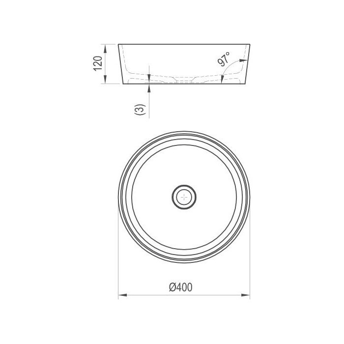 RAVAK Moon 1 countertop sink, 400 mm, XJN01300000