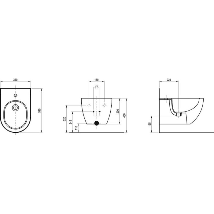 Hanging bidet with RAVAK Uni Chrome bidet mixer (From exhibition)