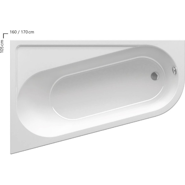 Acrylic asymmetric bathtub RAVAK Chrome 1600 x 1050, left (From the exhibition)