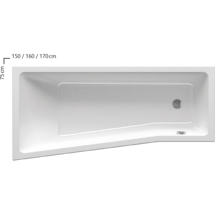 Akrila asimetriska vanna RAVAK BeHappy II 1500 x 750, kreisā (No ekspozīcijas)