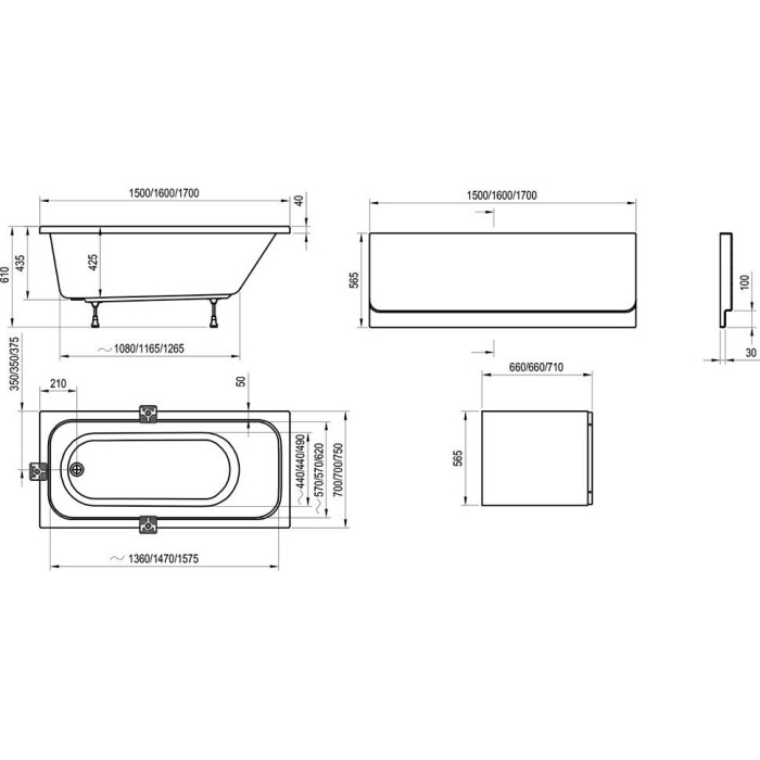 Акриловая прямоугольная ванна RAVAK Chrome 1600 x 700 мм (Из экспозиции)