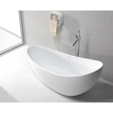 MEPA Artic stone resin bathtub 190 x 77 cm with a white matte siphon