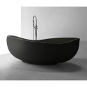 MEPA Stone Composite Bathtub Bend Matt-Black 184 x 112 cm with Black Matte Drain