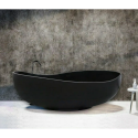 Akmens masas vanna MEPA Bend Matt-Black 184 x 112 cm ar melnu matētu sifonu