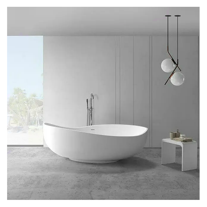 Akmens masas vanna MEPA Bend Matt-Black 184 x 112 cm ar melnu matētu sifonu