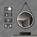 Spogulis ornaments ir LED apgaismojums MEPA Round 60 x 60 cm, ar melnu matētu rāmīti