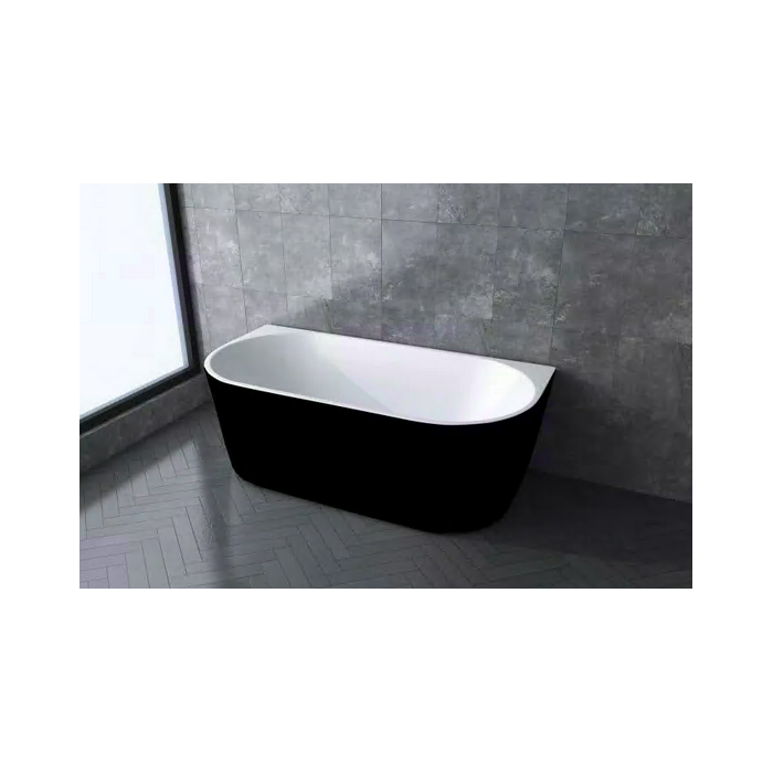 Acrylic bathtub MEPA Free back slim Matt-black, 170 x 80 cm, (Overflow from a siphon cover feather for optional)