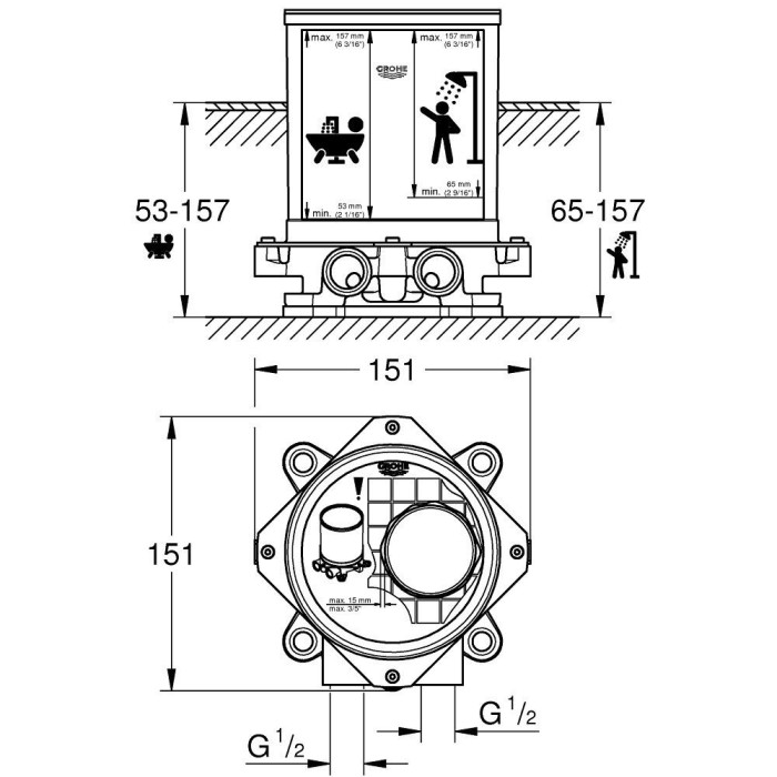 Potinkinā daļa vannas maisītājam GROHE, 45984001
