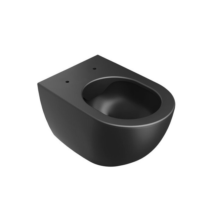 Pakabināms WC pods ar plānu slow close vāku RAVAK Uni Chrome RimOff, melns-matēts