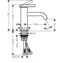 Washbasin mixer with pop-up waste HANSGROHE Axor One 70, 48000000