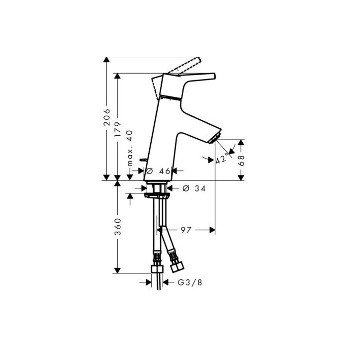 Washbasin mixer with pop-up waste HANSGROHE Talis S 80, 72010000