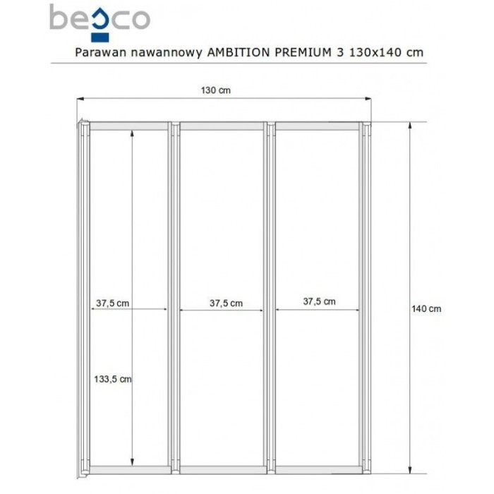 BESCO Ambition 3 Premium 130 Shower Wall