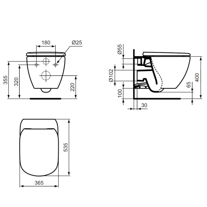 Built-in WC sets IDEAL STANDARD (6 in 1), black-matt button