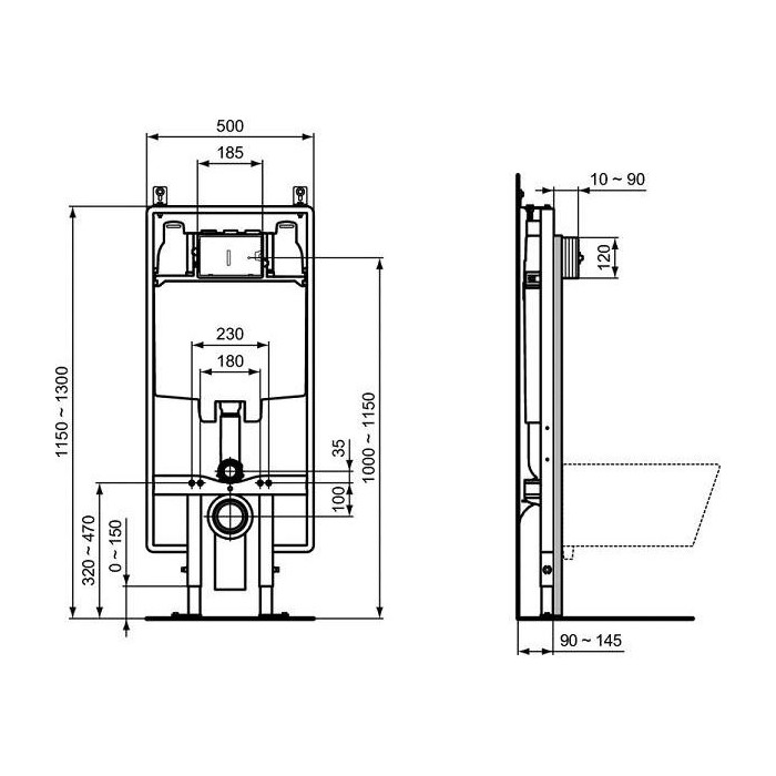 Подводной унитазный каркас IDEAL STANDARD ProSys 80 мм (2 в 1), R014367