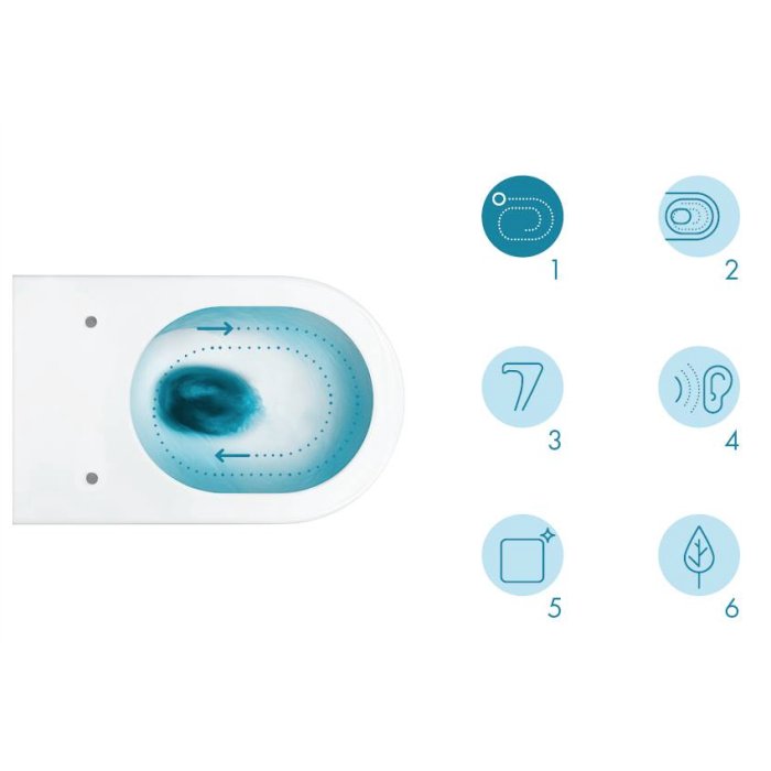 Potinkamie WC komplekti MEPA (6 in 1), 8 cm rāmis, melna poga