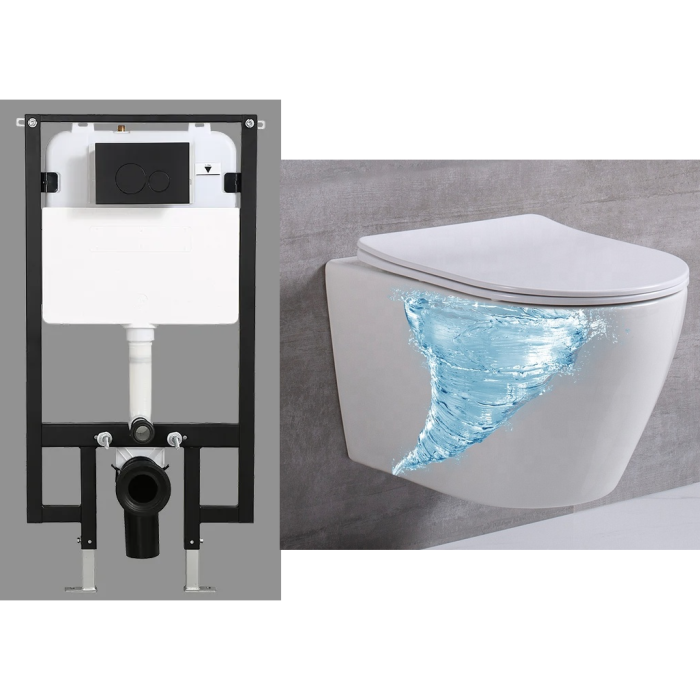 Potinkamie WC komplekti MEPA (6 in 1), 8 cm rāmja, Compact, melns pogas