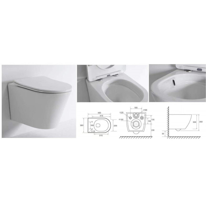 Potinkamie WC komplekti MEPA (6 in 1), 8 cm rāmja, Compact, melns pogas