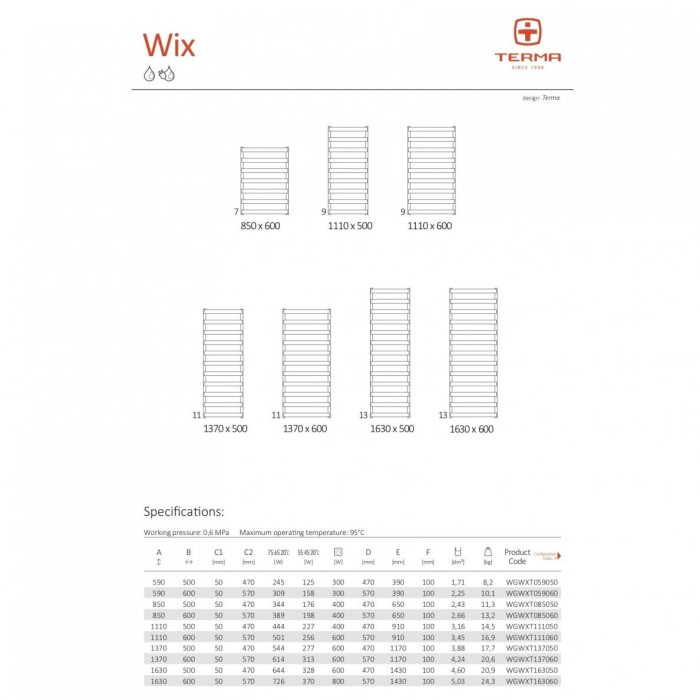 Dvieļu žāvētājs TERMA Wix (Dažādu krāsu izvēle)