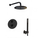 Paffoni Light concealed thermostatic shower system (wall-mounted holder), black-matt