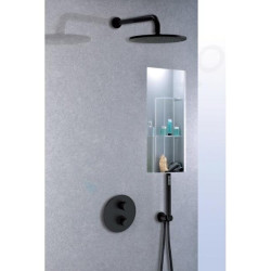Paffoni Light concealed thermostatic shower system (wall-mounted holder), black-matt